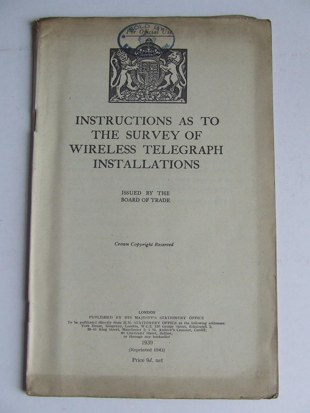Instructions as to the Survey of Wireless Telegraph Installations