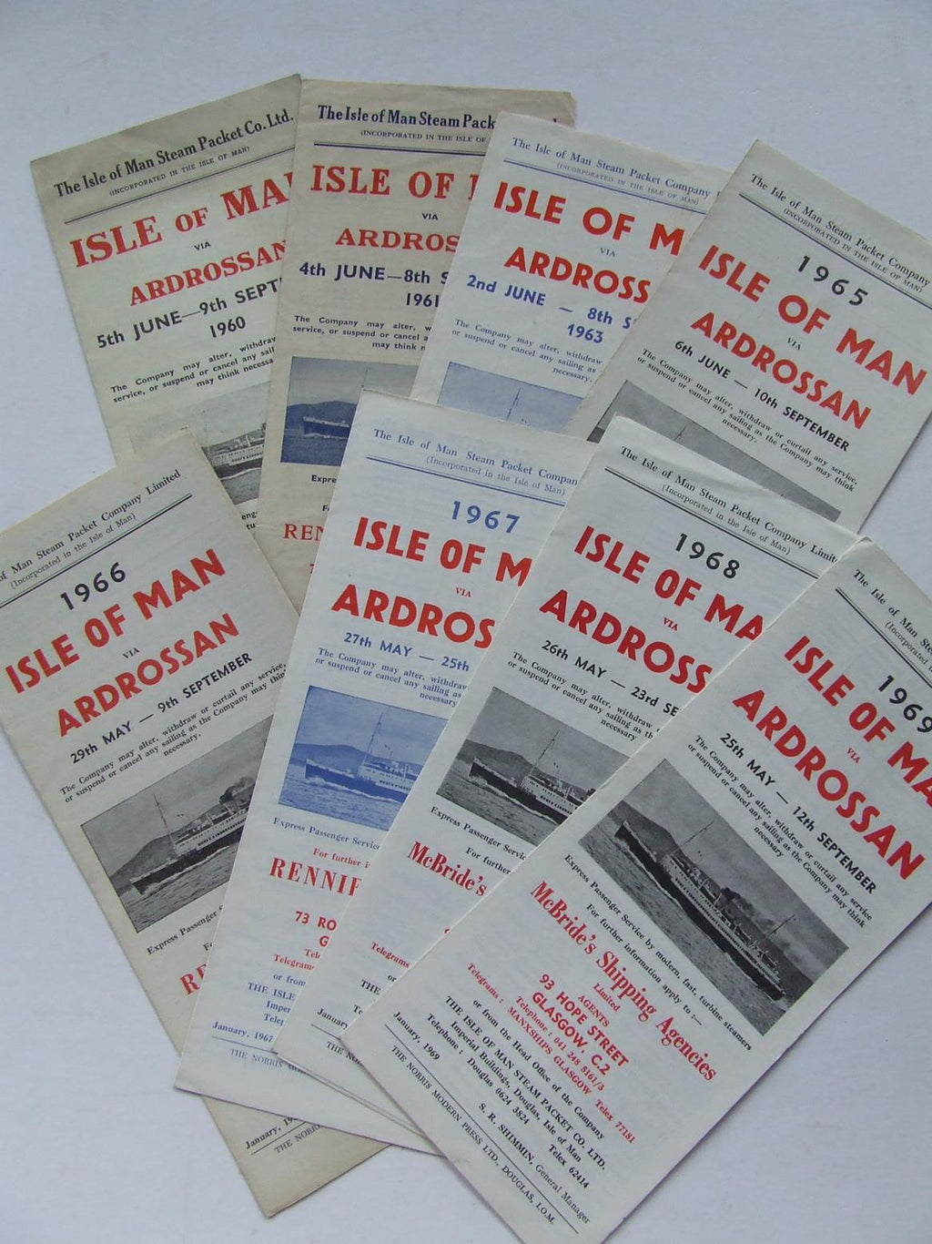 Isle of Man to Ardrossan - collection of summer timetables