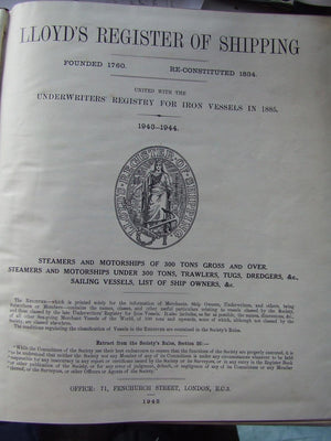 Lloyd's Register of Shipping....1943 - 1944