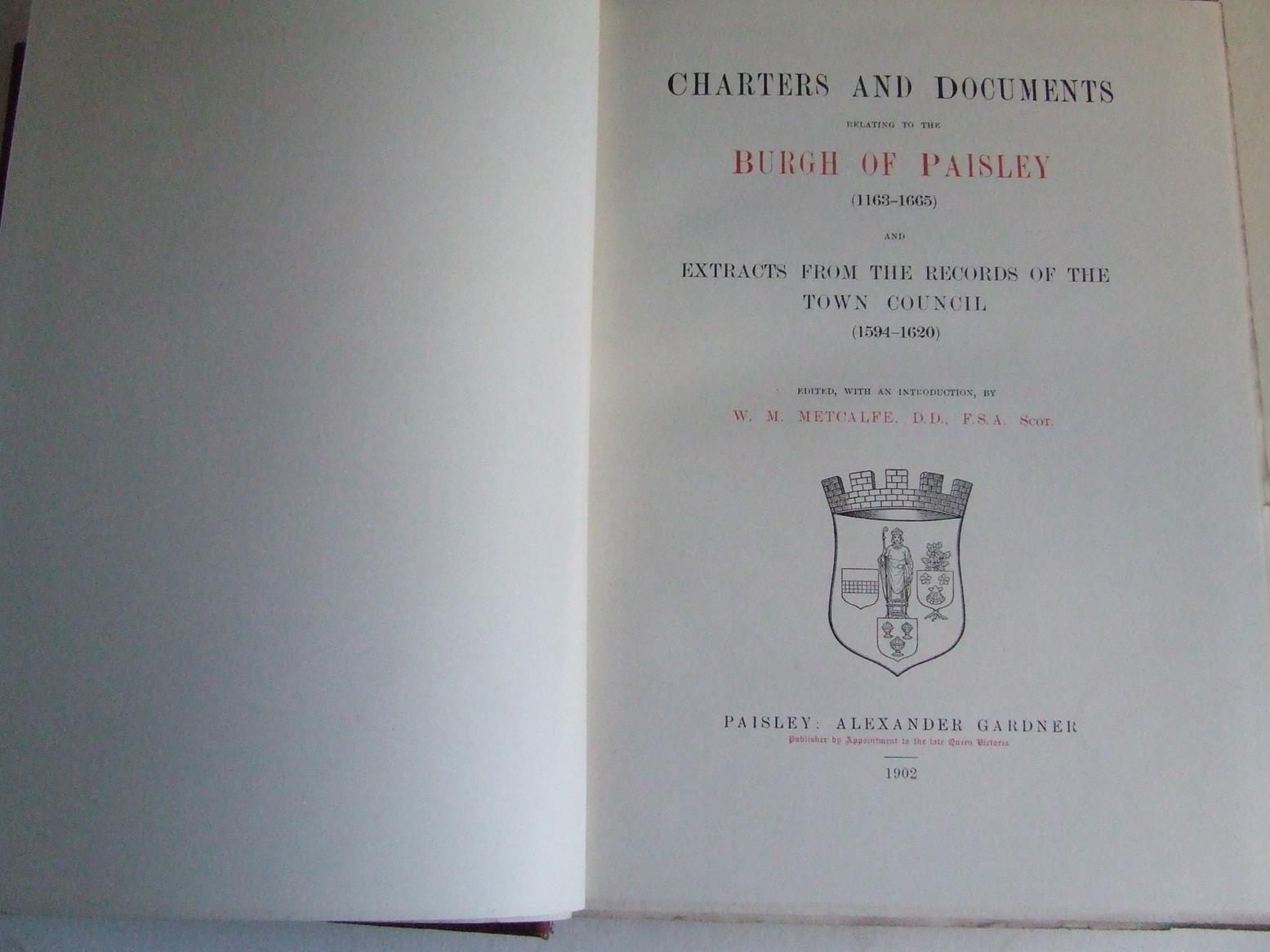 Charters and Documents relating to the Burgh of Paisley (1163-1665)