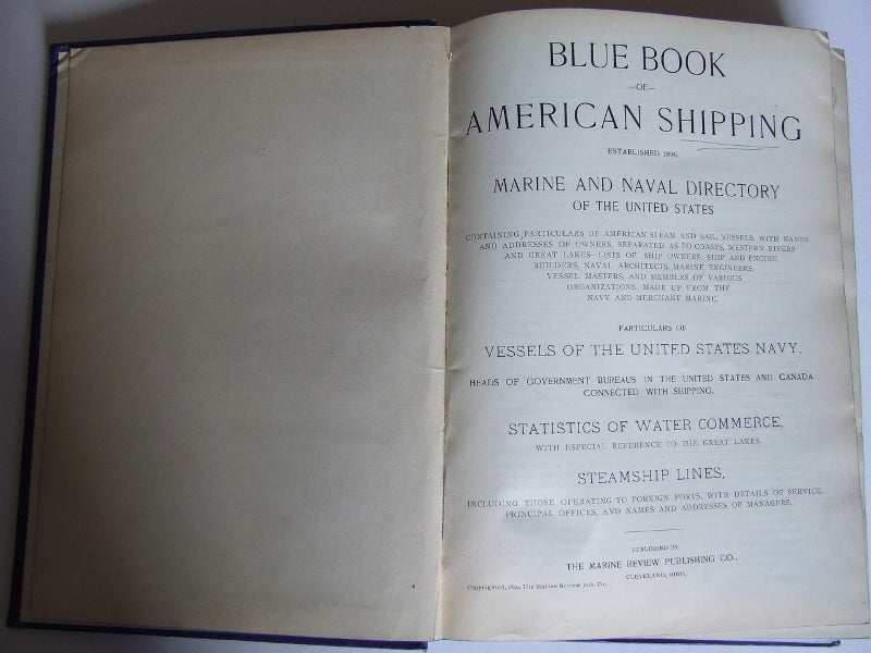 Blue Book of American Shipping.....Marine and Naval Directory of the United States - 1899