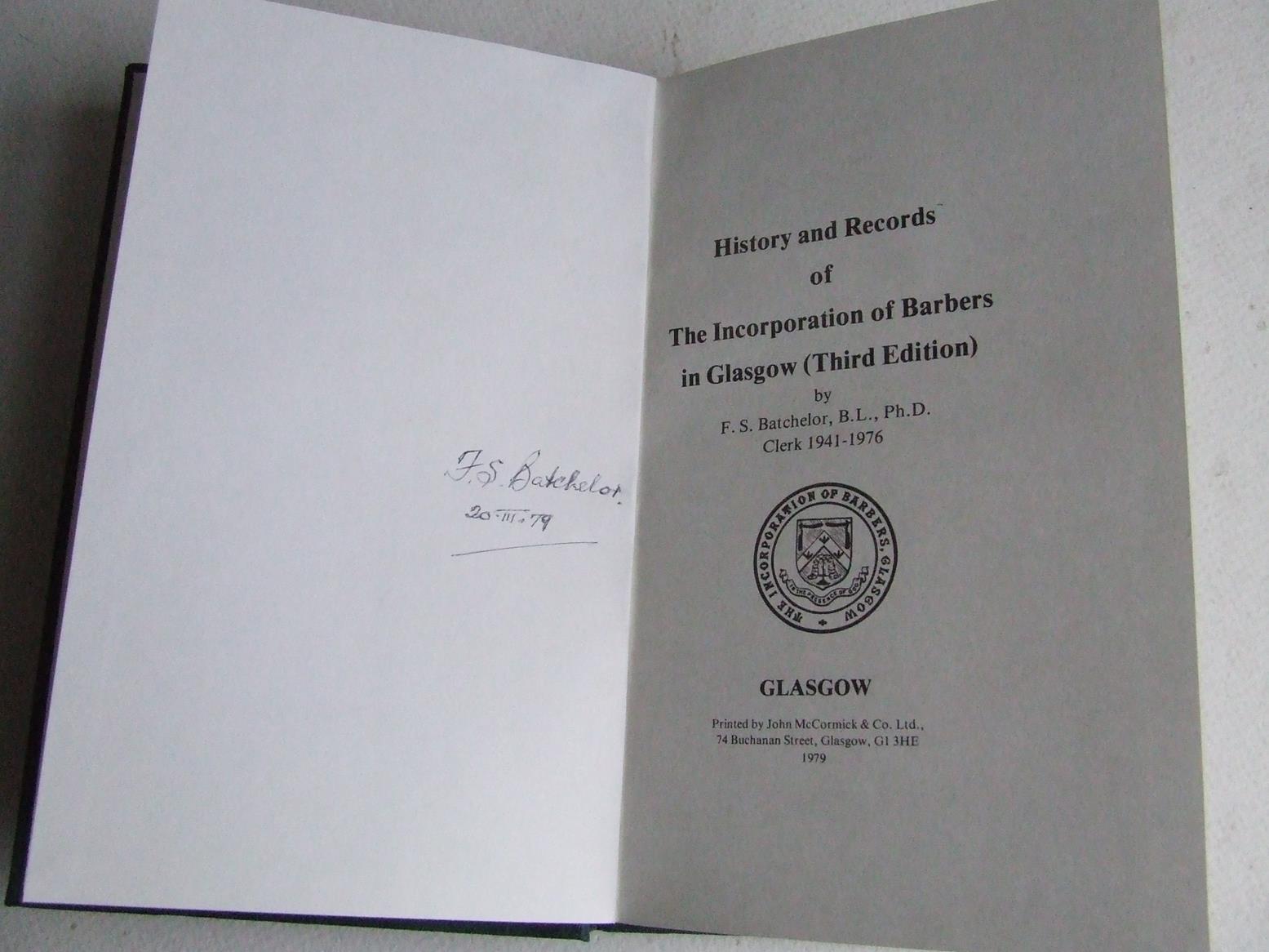 History and Records of the Incorporation of Barbers in Glasgow (third edition)