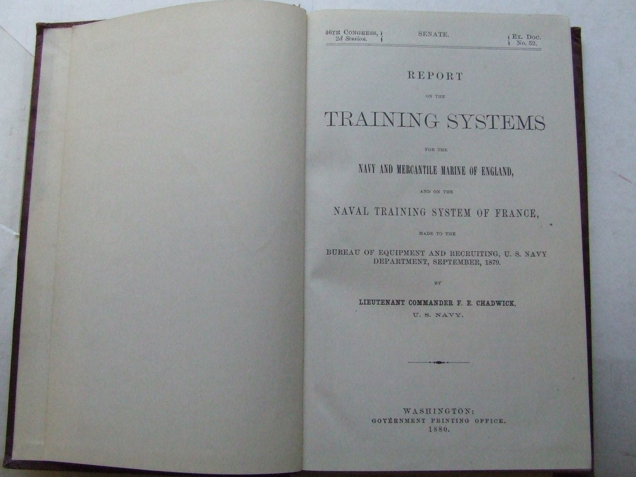 Report on the Training Systems for the Navy and Mercantile Marine of England