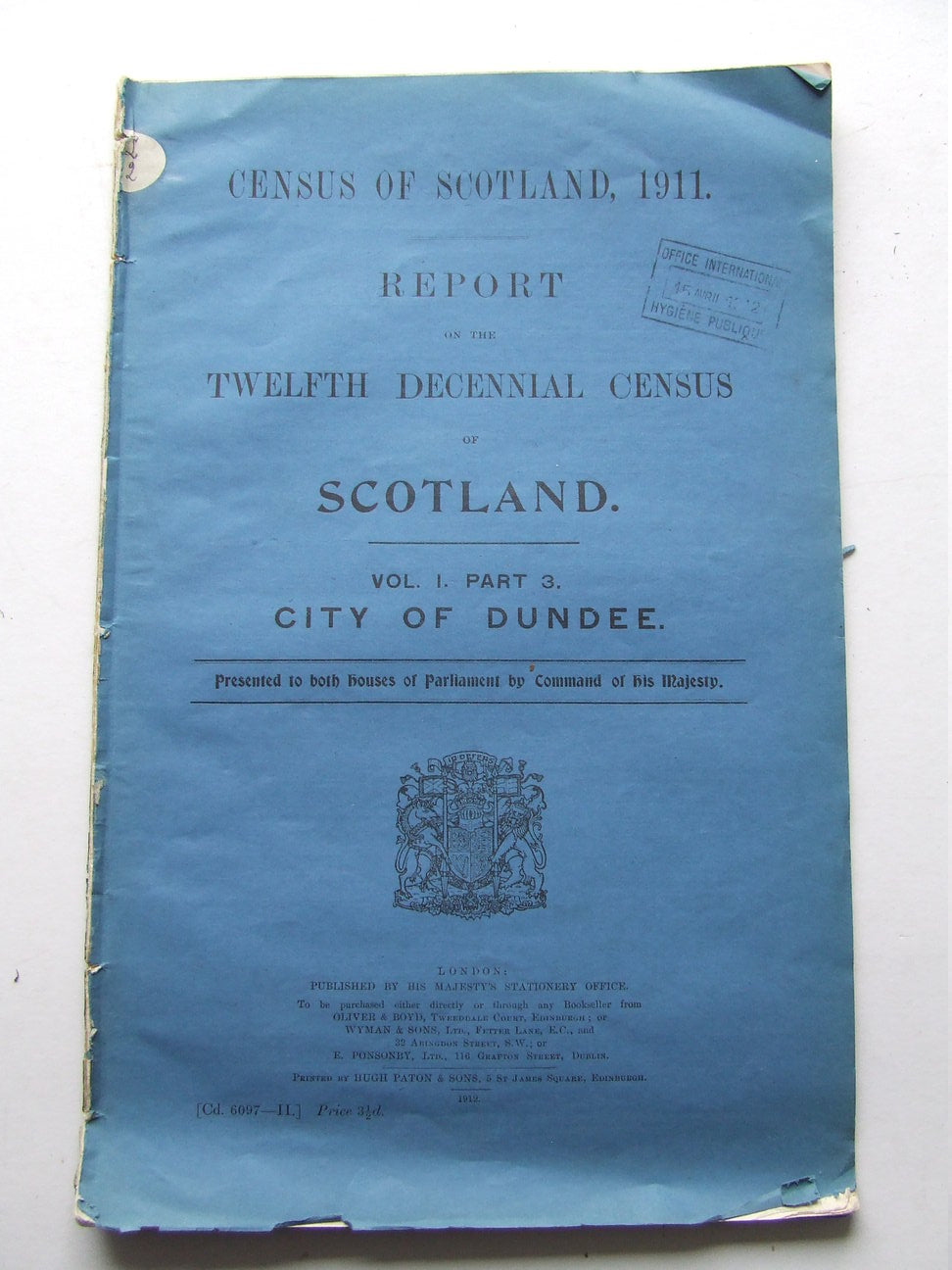 Report on the Twelfth Decennial Census of Scotland [1911].....City of Dundee
