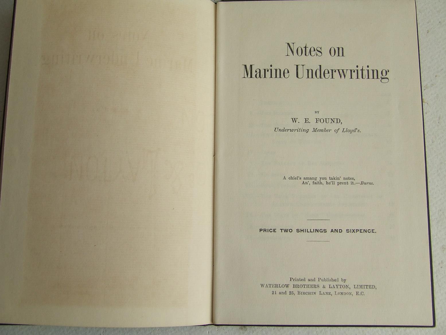 Notes on Marine Underwriting