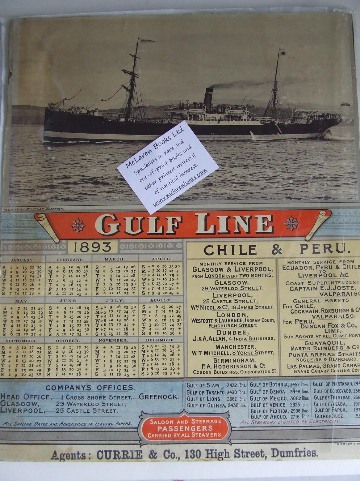 Gulf Line - 1890's publicity calendar