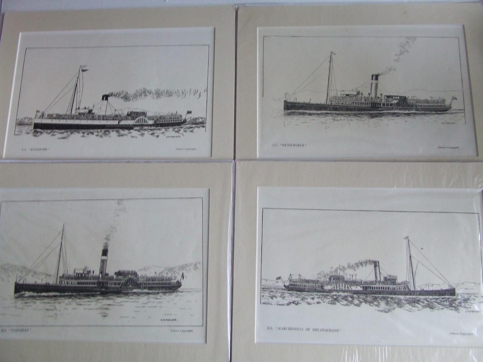 Clyde Pleasure Steamers - set of four mounted prints