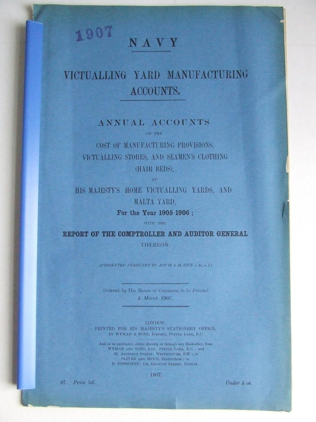 Victualling Yard Manufacturing Accounts