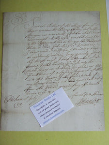 Pett, Phineas  -  Manuscript letter dating from July 1684