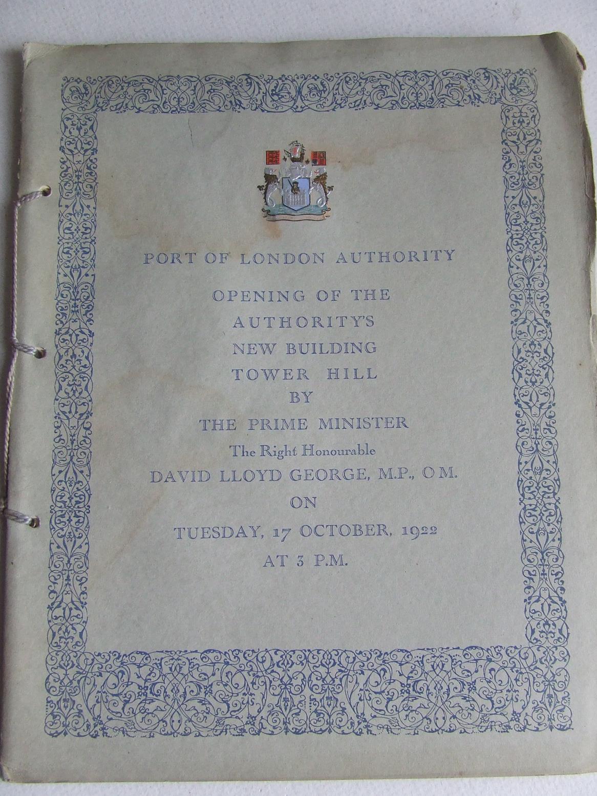 Port of London Authority - Opening of the Authority's New Building, Tower Hill
