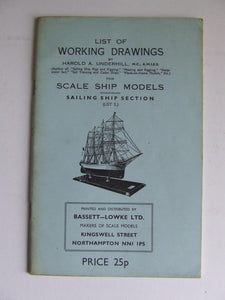 List of Working Drawings for Scale Ship Models