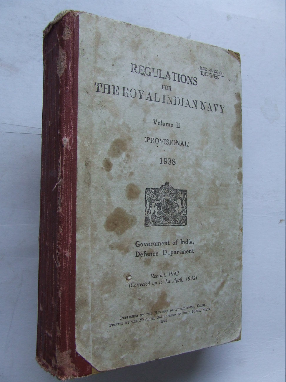 Regulations for the Royal Indian Navy.  volume II (provisional) 1938