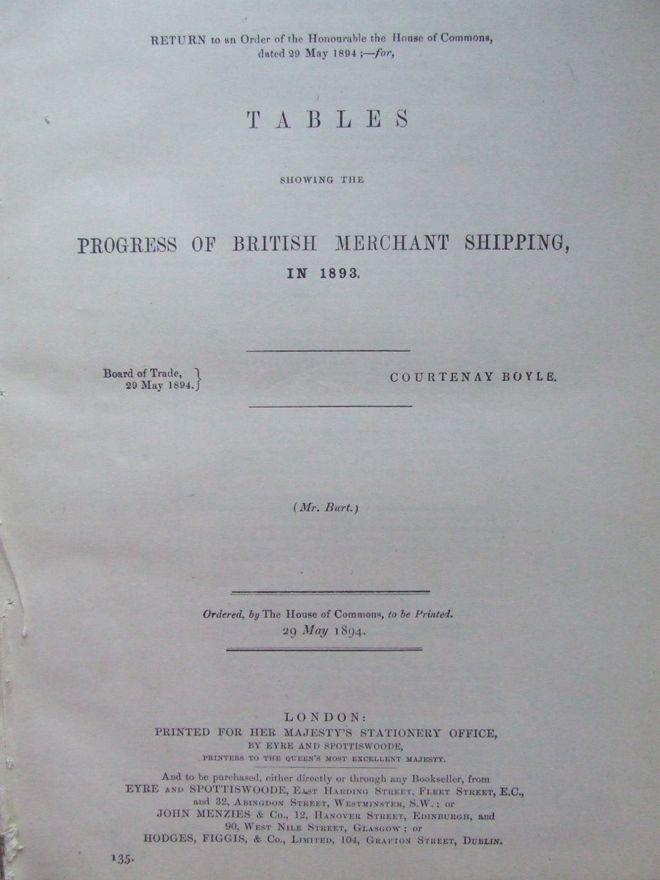 Tables Showing the Progress in Merchant Shipping in 1893